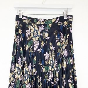 A.L.C. Williams Midi Floral Pleated Skirt Black Classic Feminine Chic SIZE 6